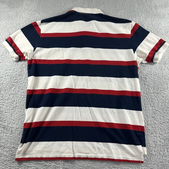Vintage Ralph Lauren Polo Shirt Mens XL Chunky Stripe Blue USA Cotton Preppy 90s - Picture 3 of 11